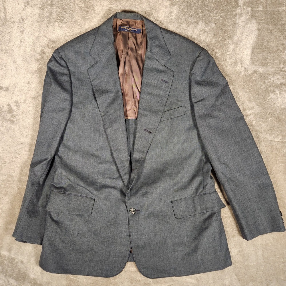 Brooks Brothers Blazer Mens 42R Gray Excellent 2 Button 346 Sport Coat Vintage